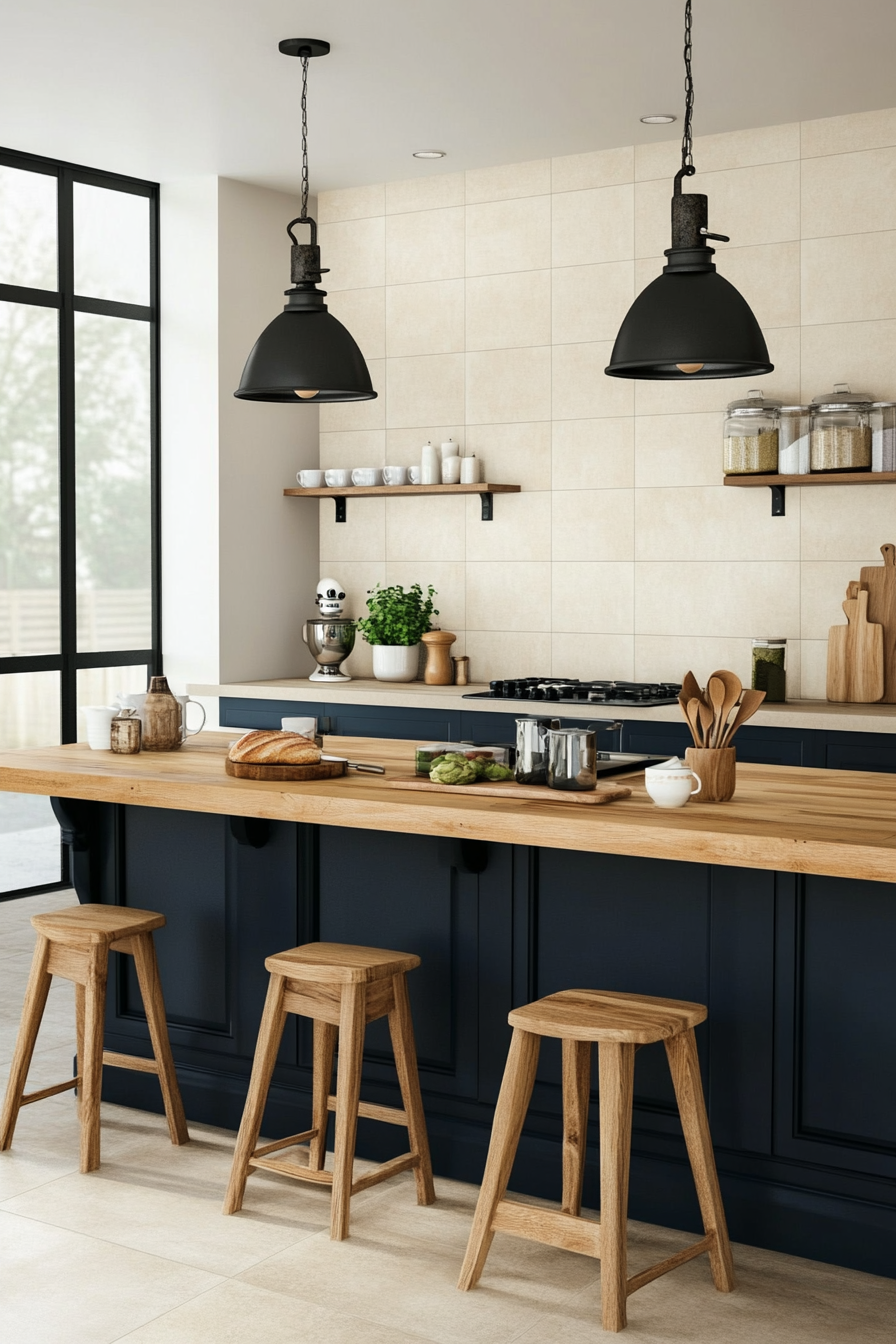 Large-format tile backsplash with a seamless look