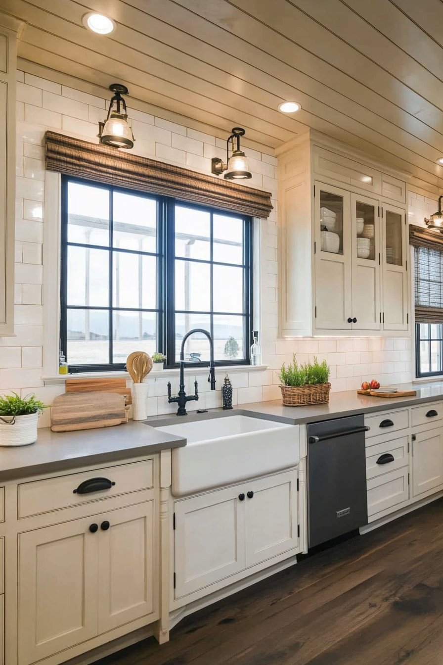 Gray kitchen cabinets with rustic charm