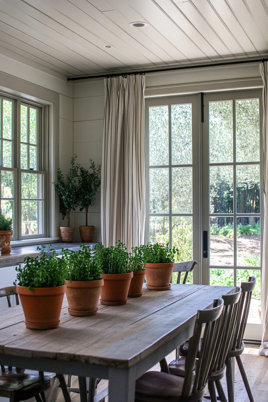 Gray walls with warm wood accents