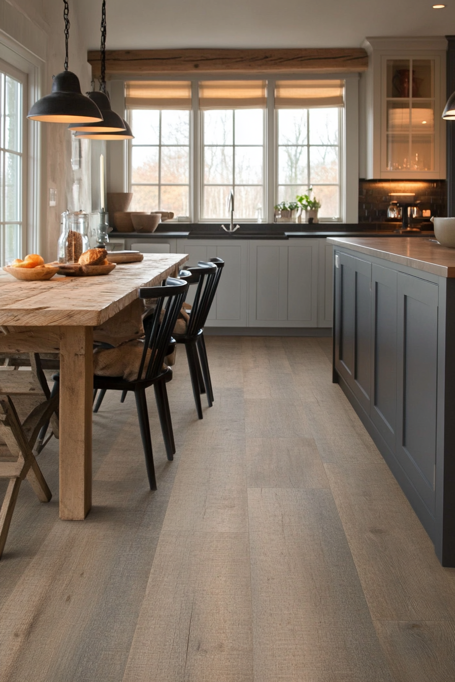 Rustic gray flooring for country house style