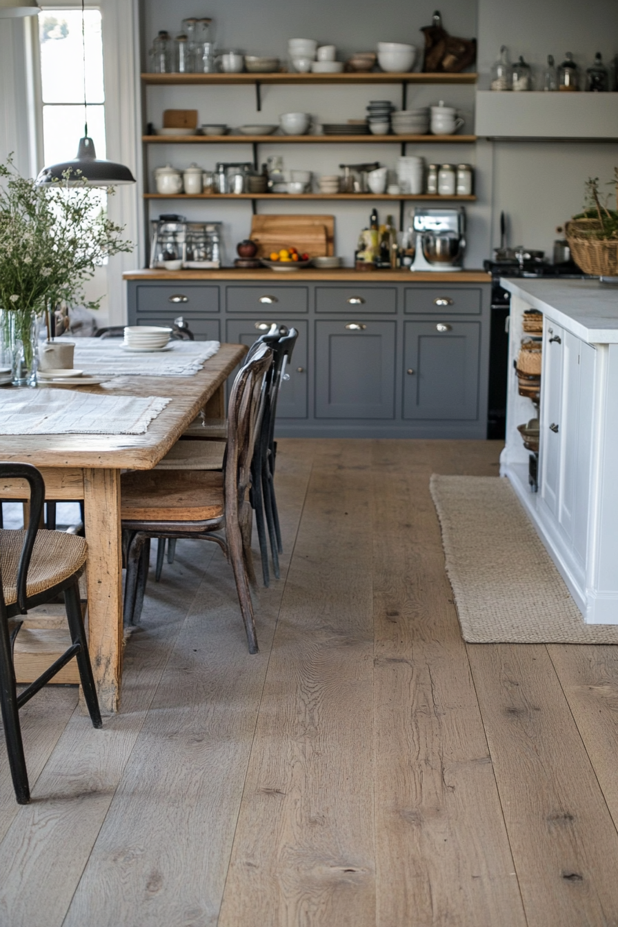 Rustic gray flooring for country house style