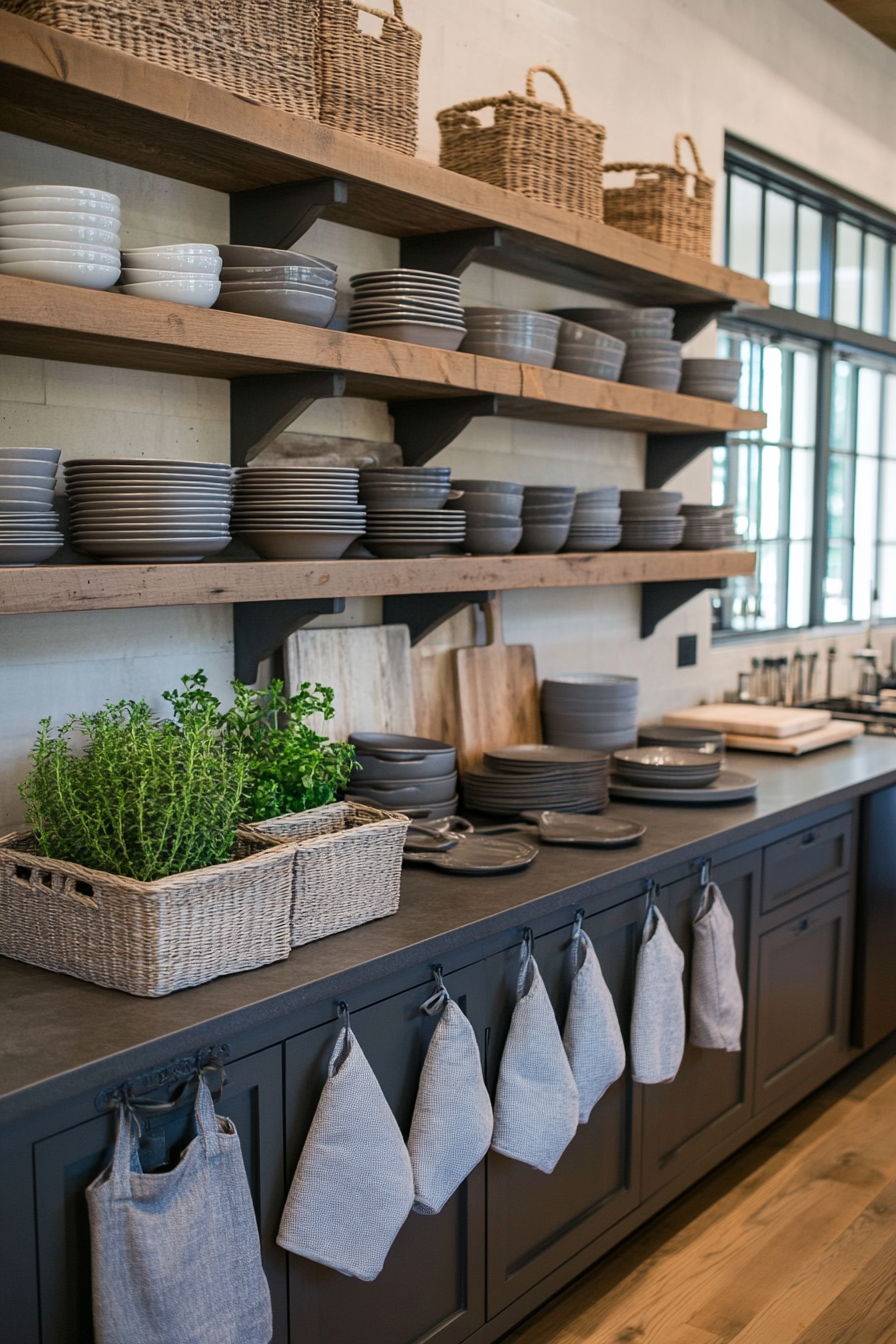 Subtle gray decor in a farmhouse kitchen