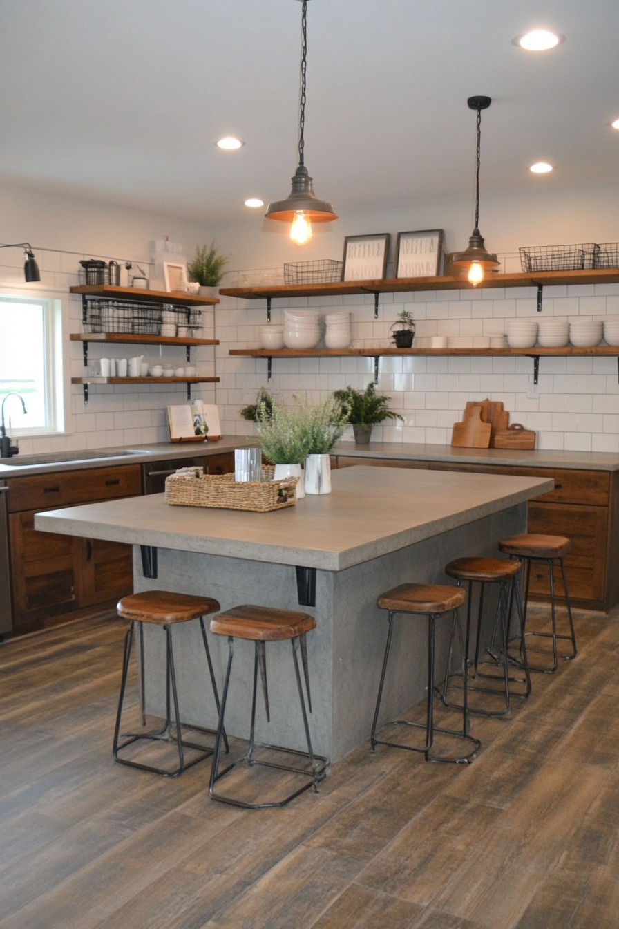 Industrial gray accents with farmhouse charm