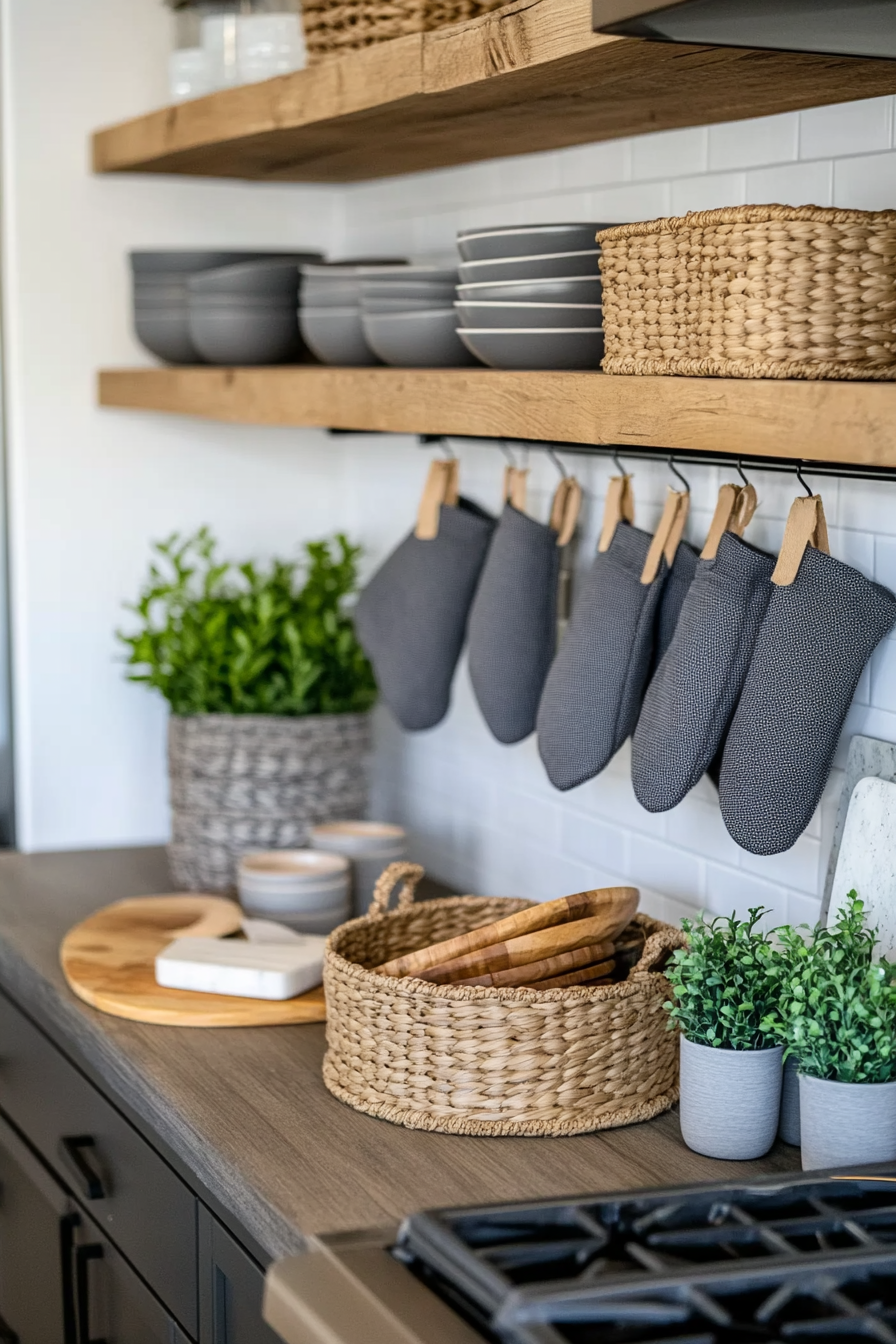 Subtle gray decor in a farmhouse kitchen