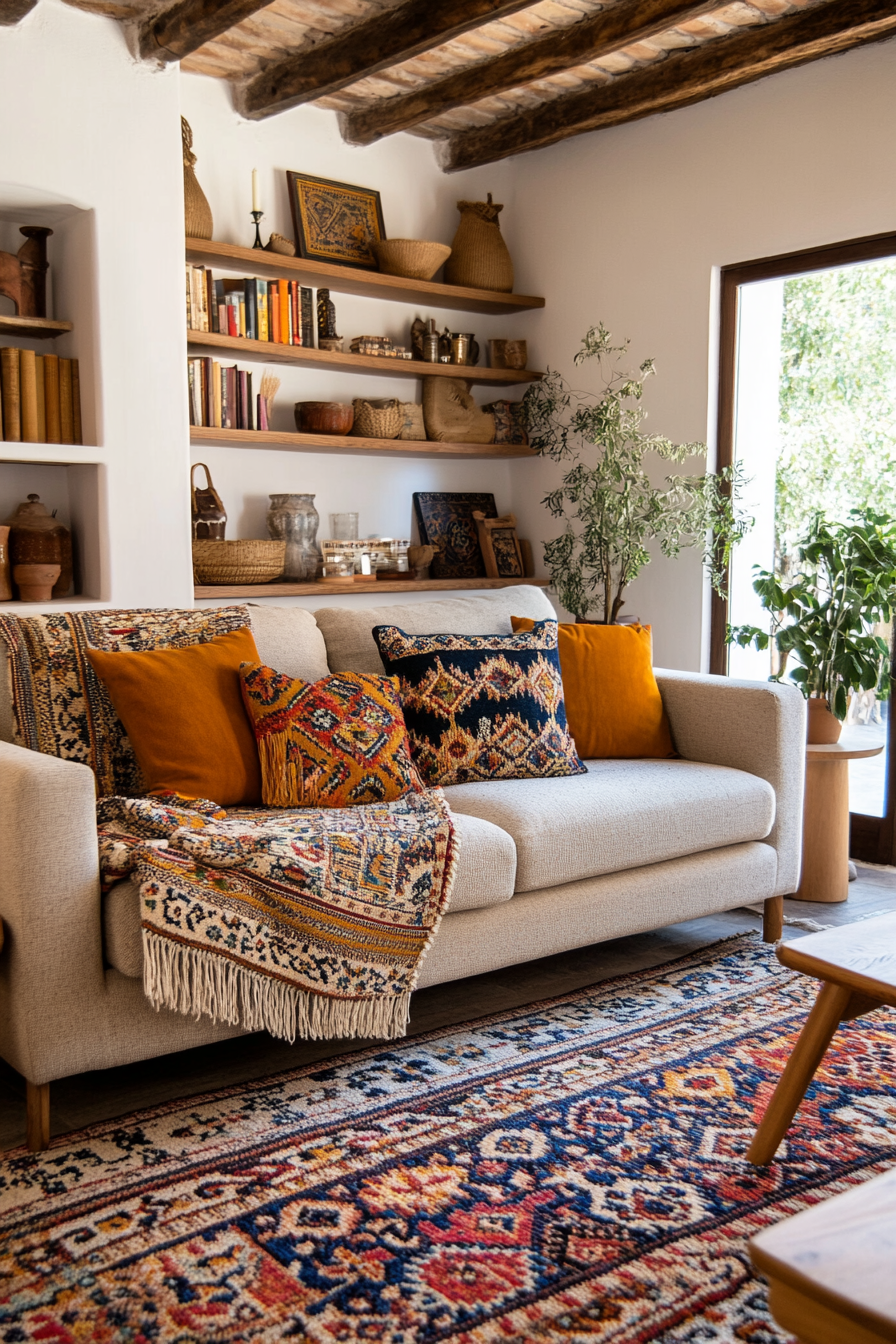 Woven blanket in the living room