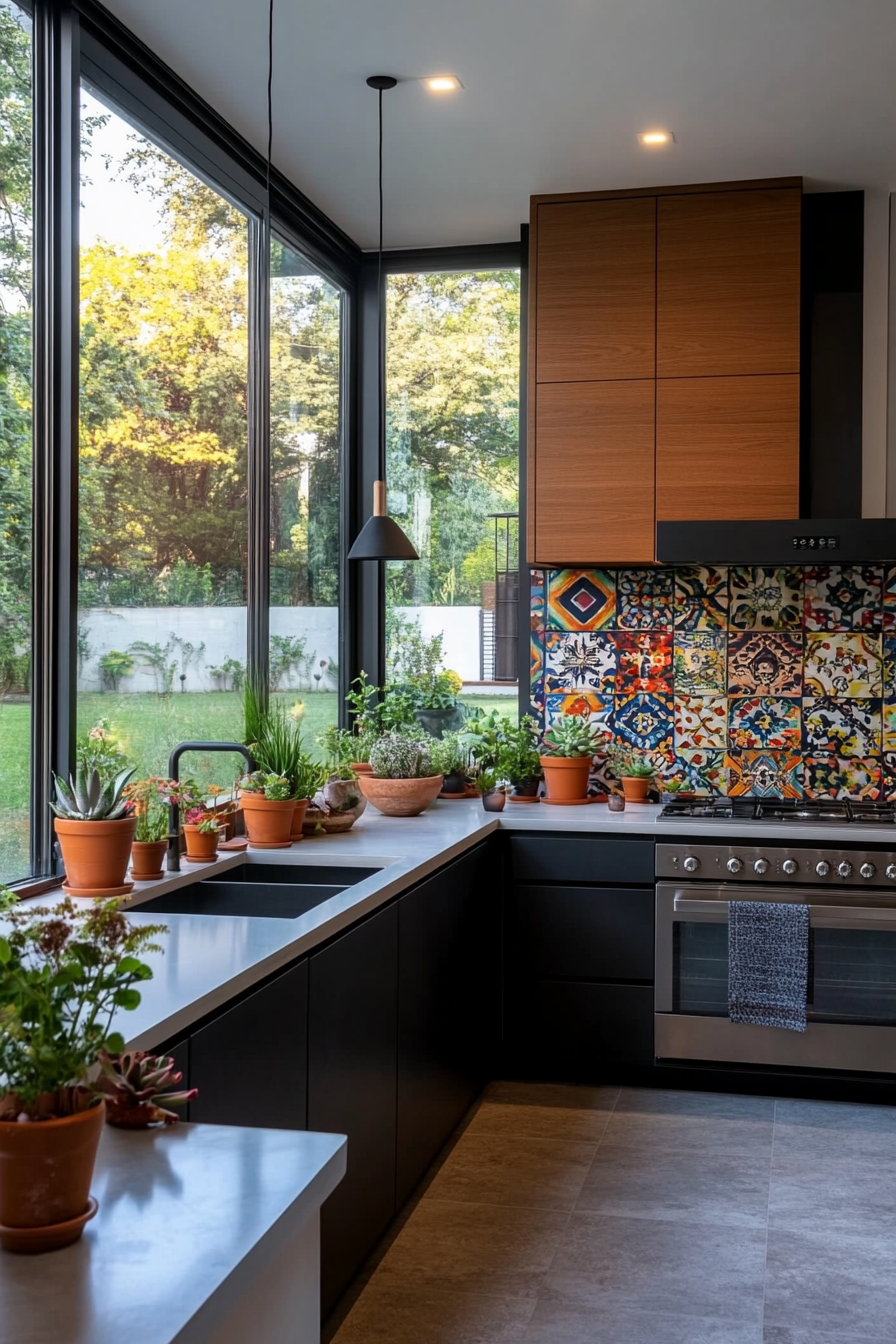 Succulents on a kitchen windowsill