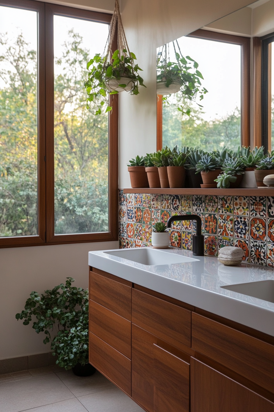 Succulents in a bathroom