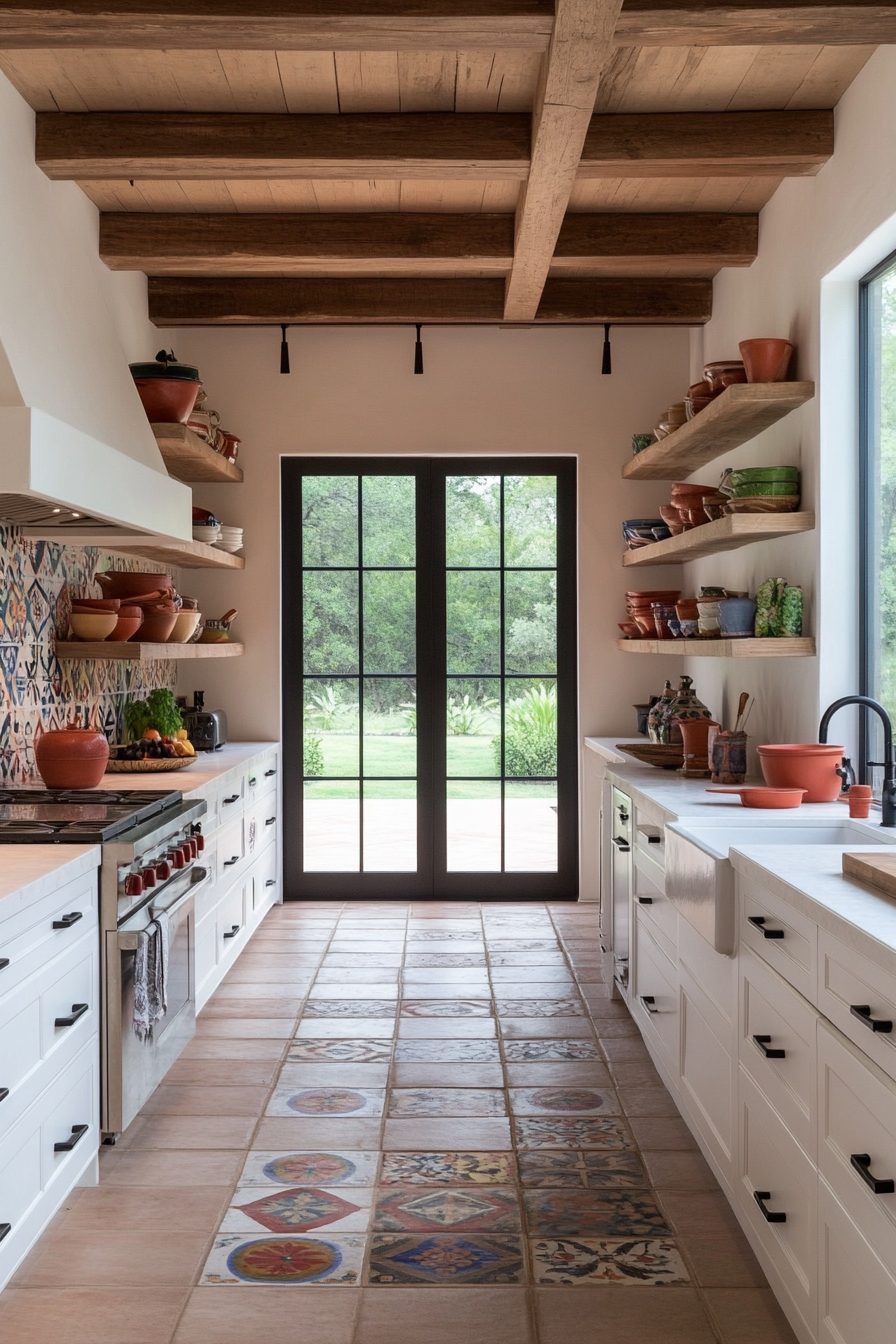 Talavera tile countertops in a kitchen