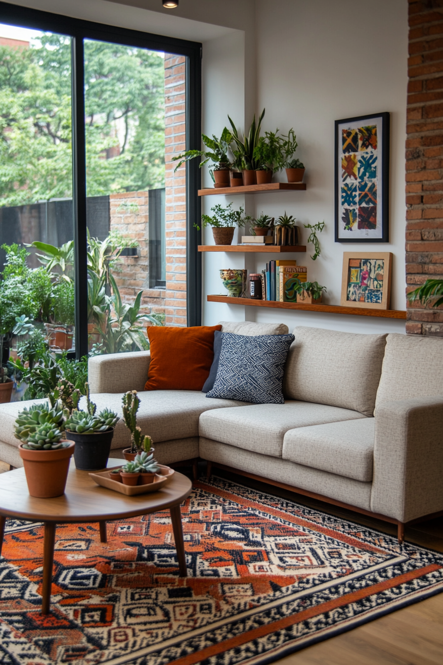 Succulents in pots in the living room