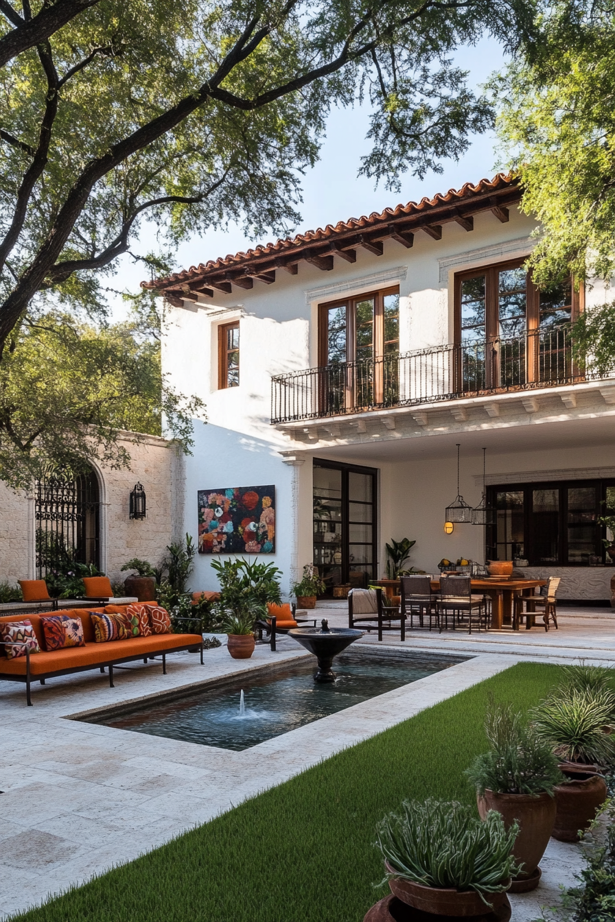 Courtyard with traditional fountain