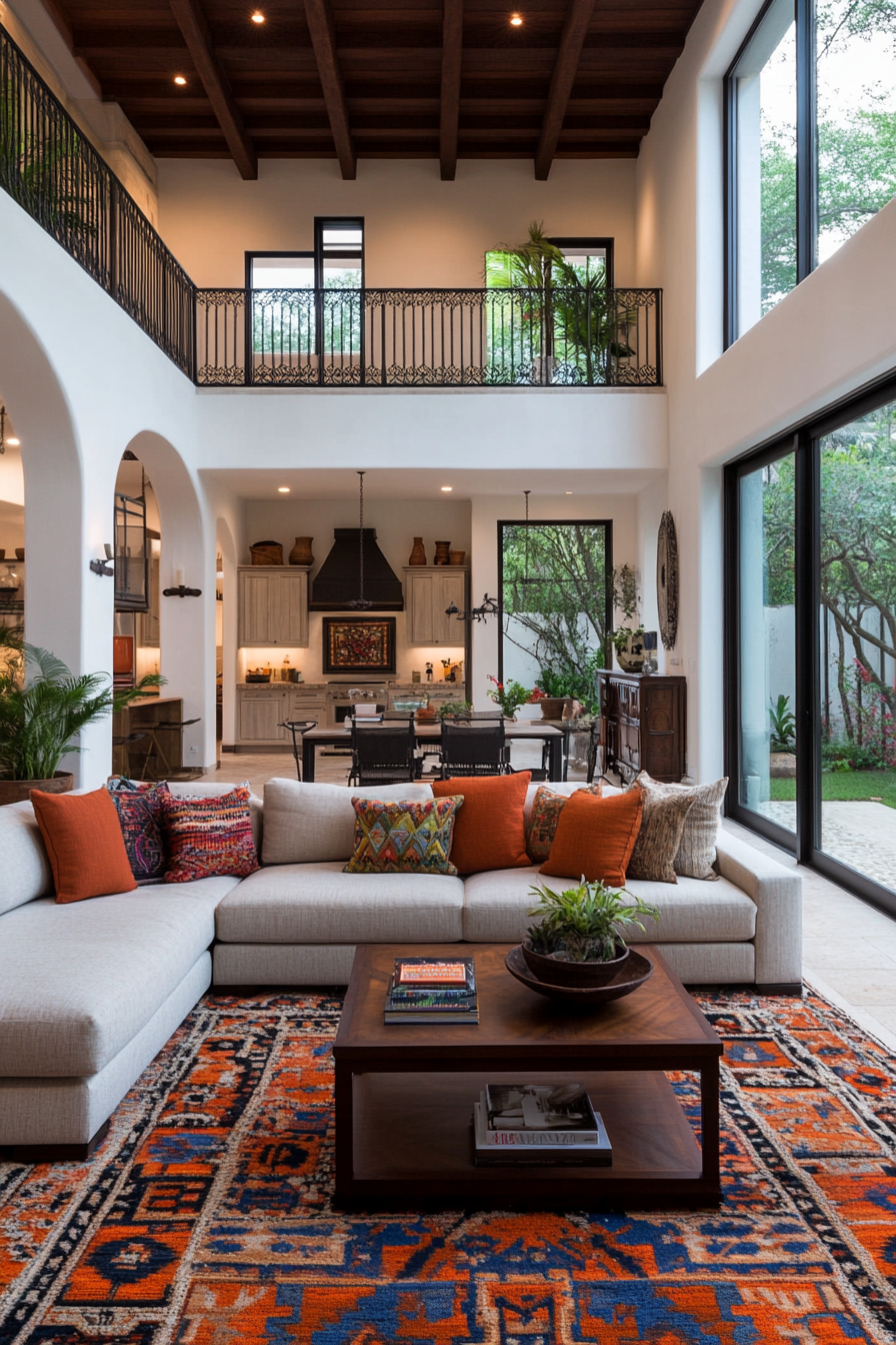 Living room with wrought iron details