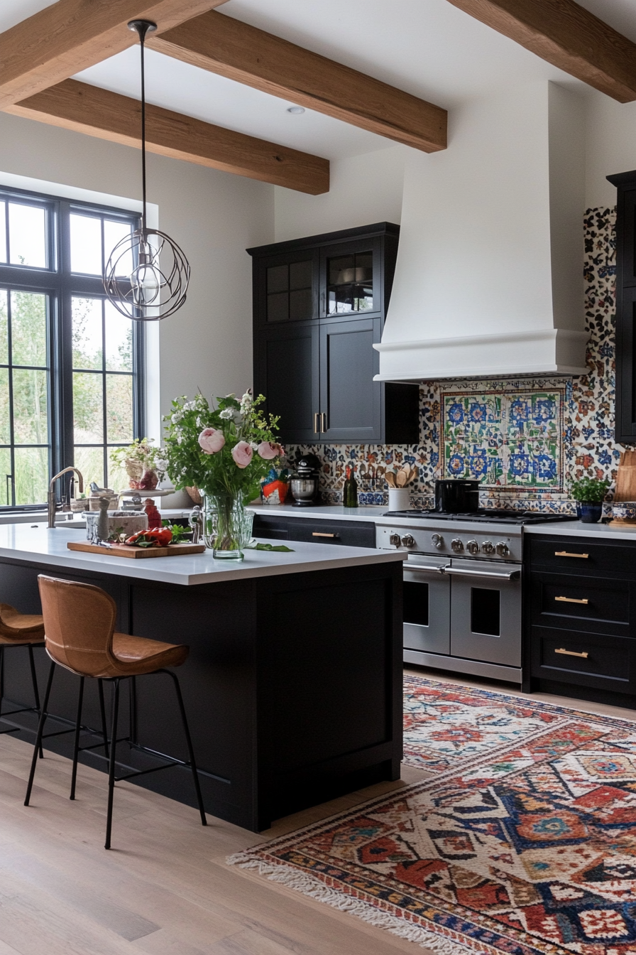 Kitchen with colorful Spanish tiles