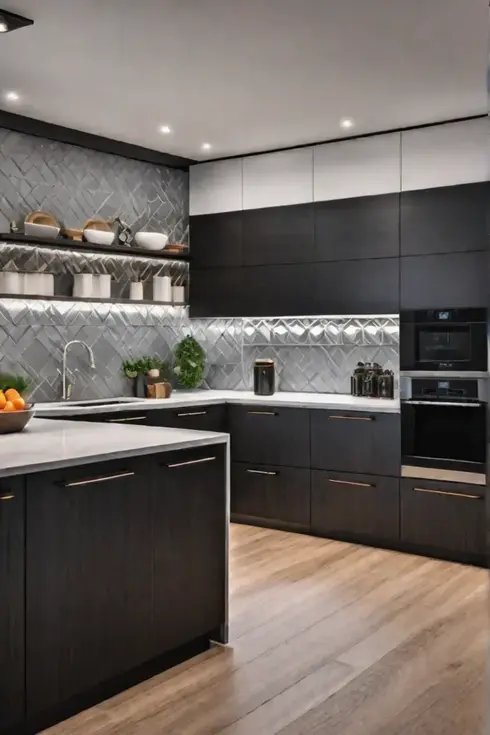 Modern kitchen with wood veneer cabinets