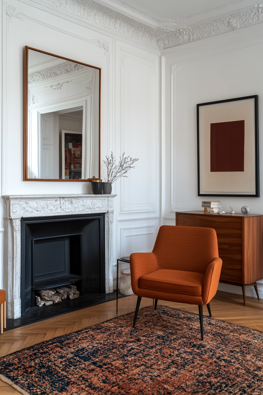 Living room with vintage and modern decor