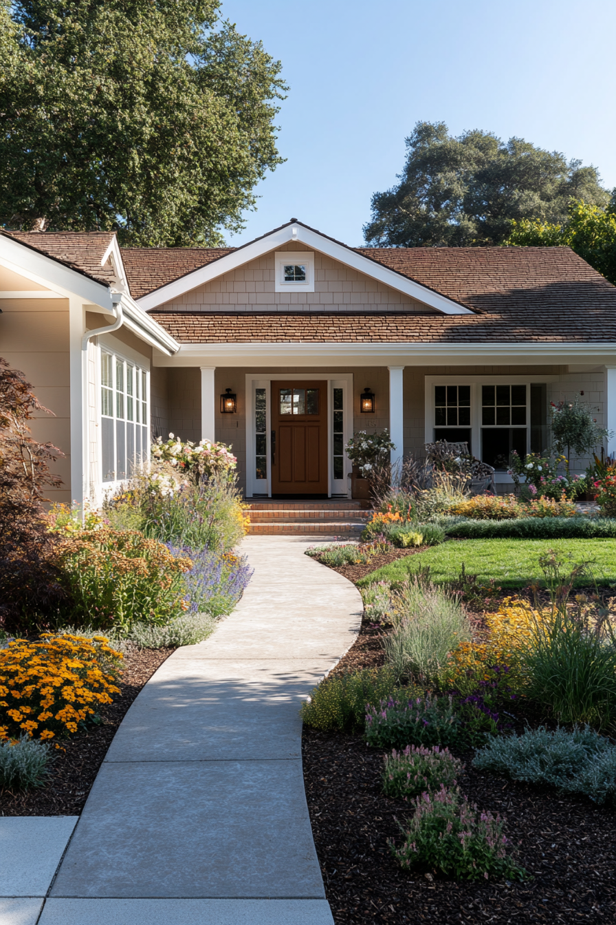 Improved exterior lighting and seasonal decor enhance curb appeal