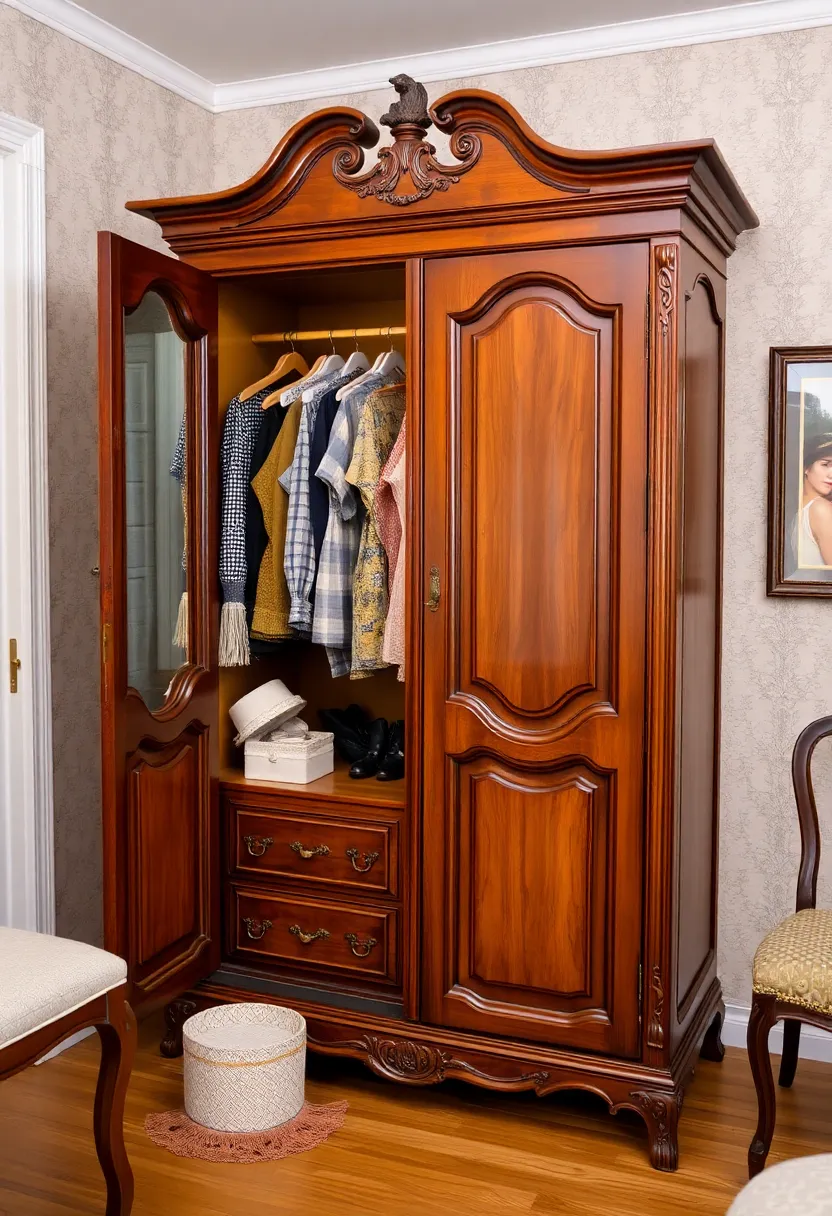 Vintage Dressing Room Inspiration: 15 Stunning Ideas for a Chic Room – 6. Antique Wardrobe