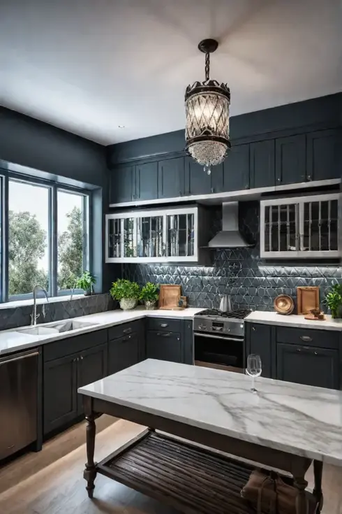 Kitchen cabinets with crown molding add visual interest and a touch of sophistication