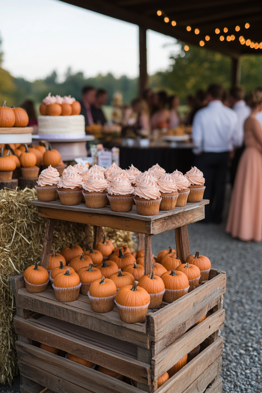 Pumpkin patch baby shower with soft pink and peach decorations