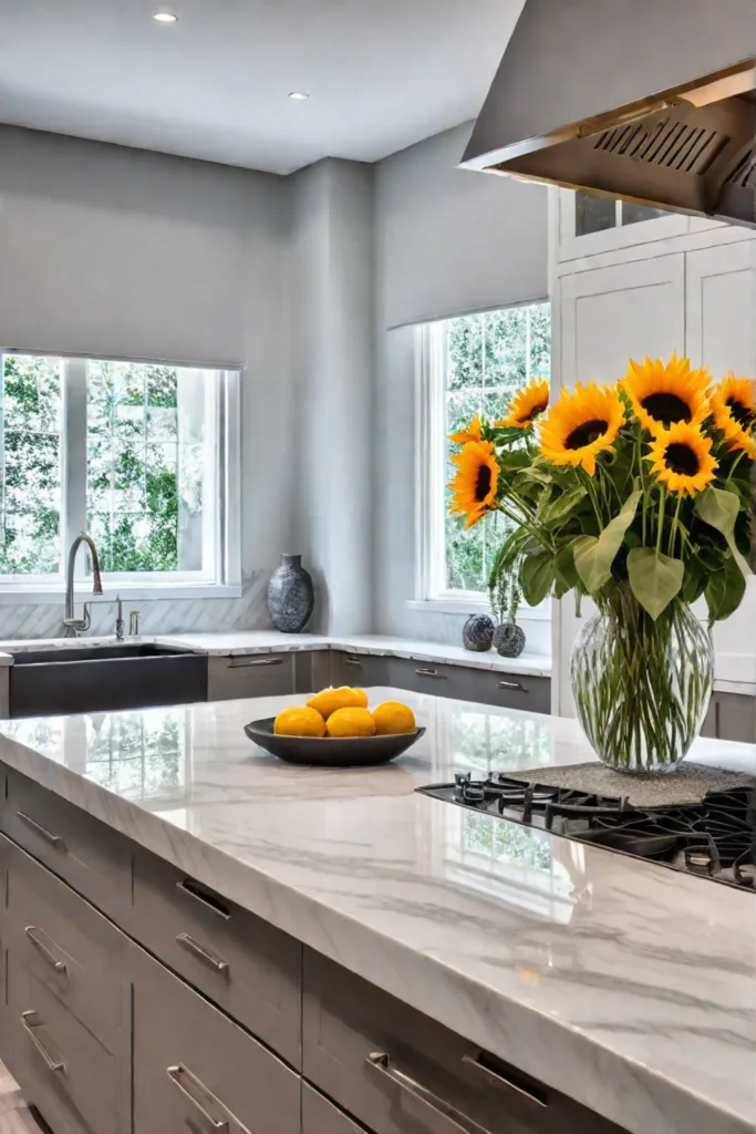 Bright white kitchen cabinets with <a href=