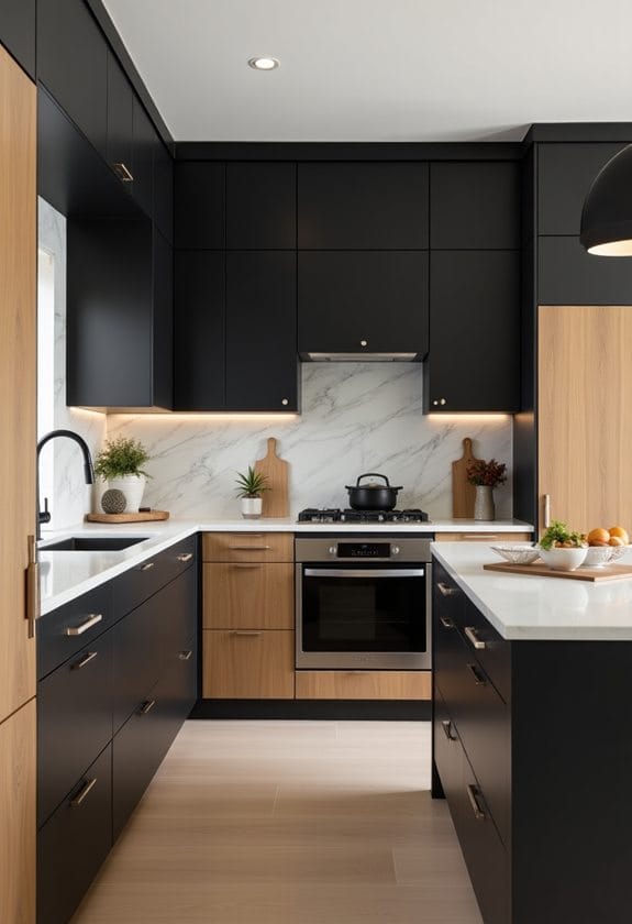 stylish two-tone cabinets