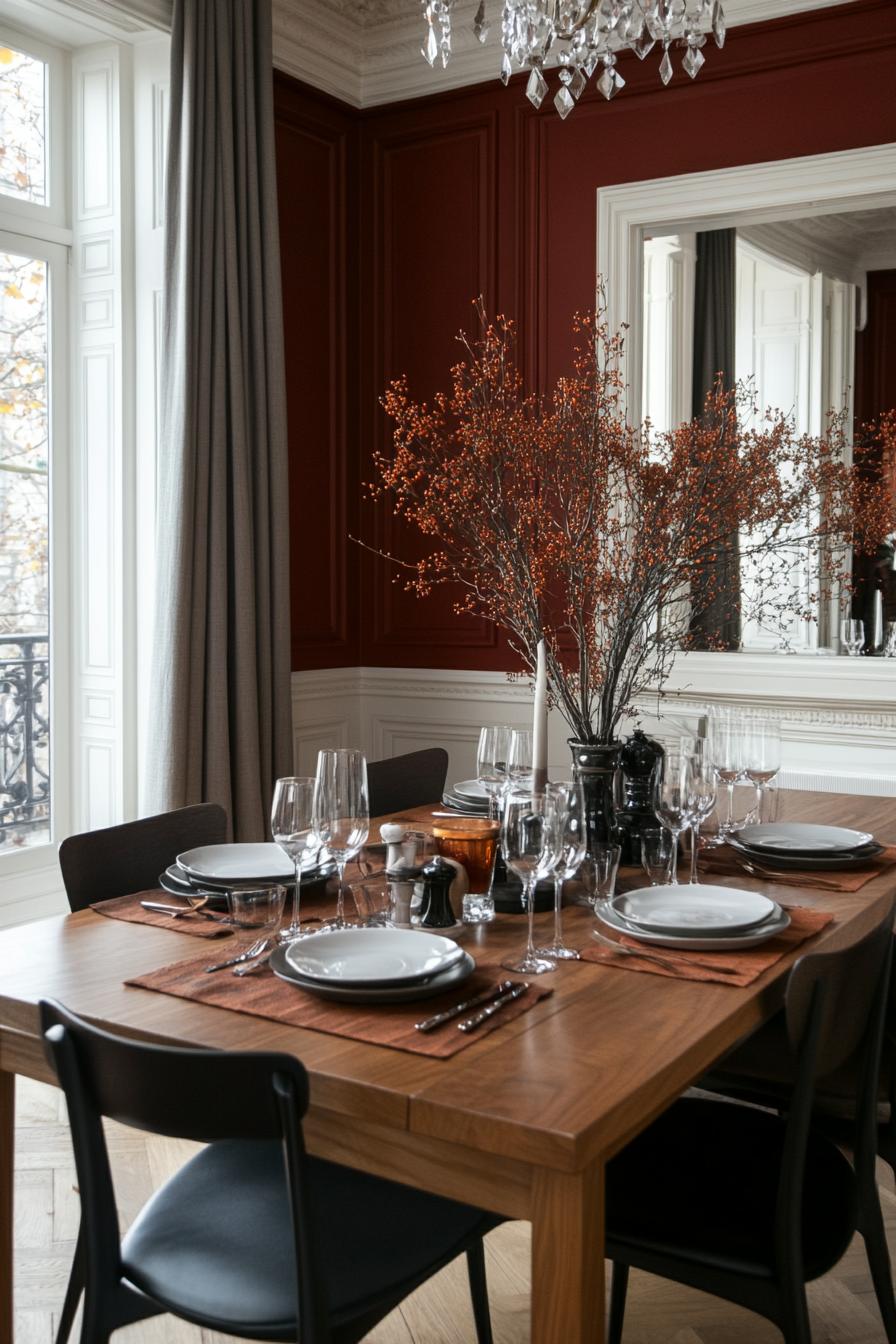 Lively kitchen with red bar stools