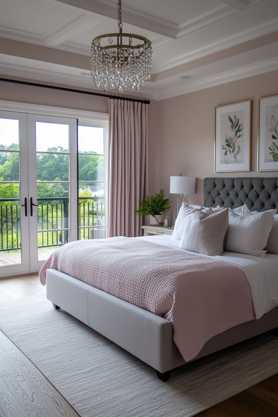 Calming bedroom with soft pink walls