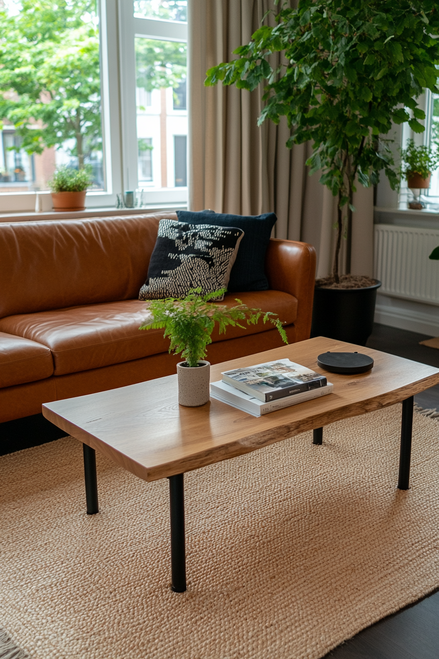 Cozy living room with brown furniture