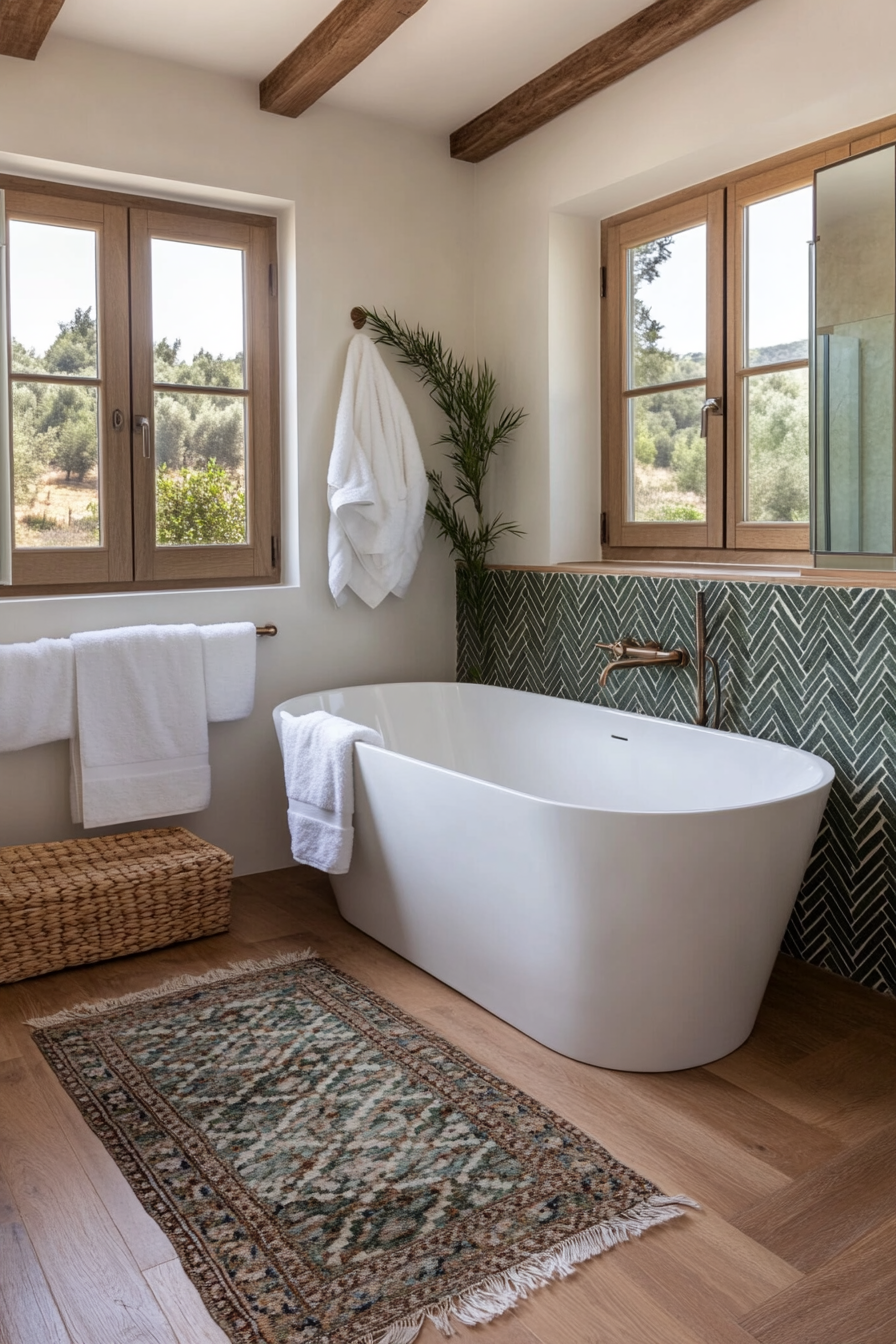 Refreshing bathroom with aqua tiles