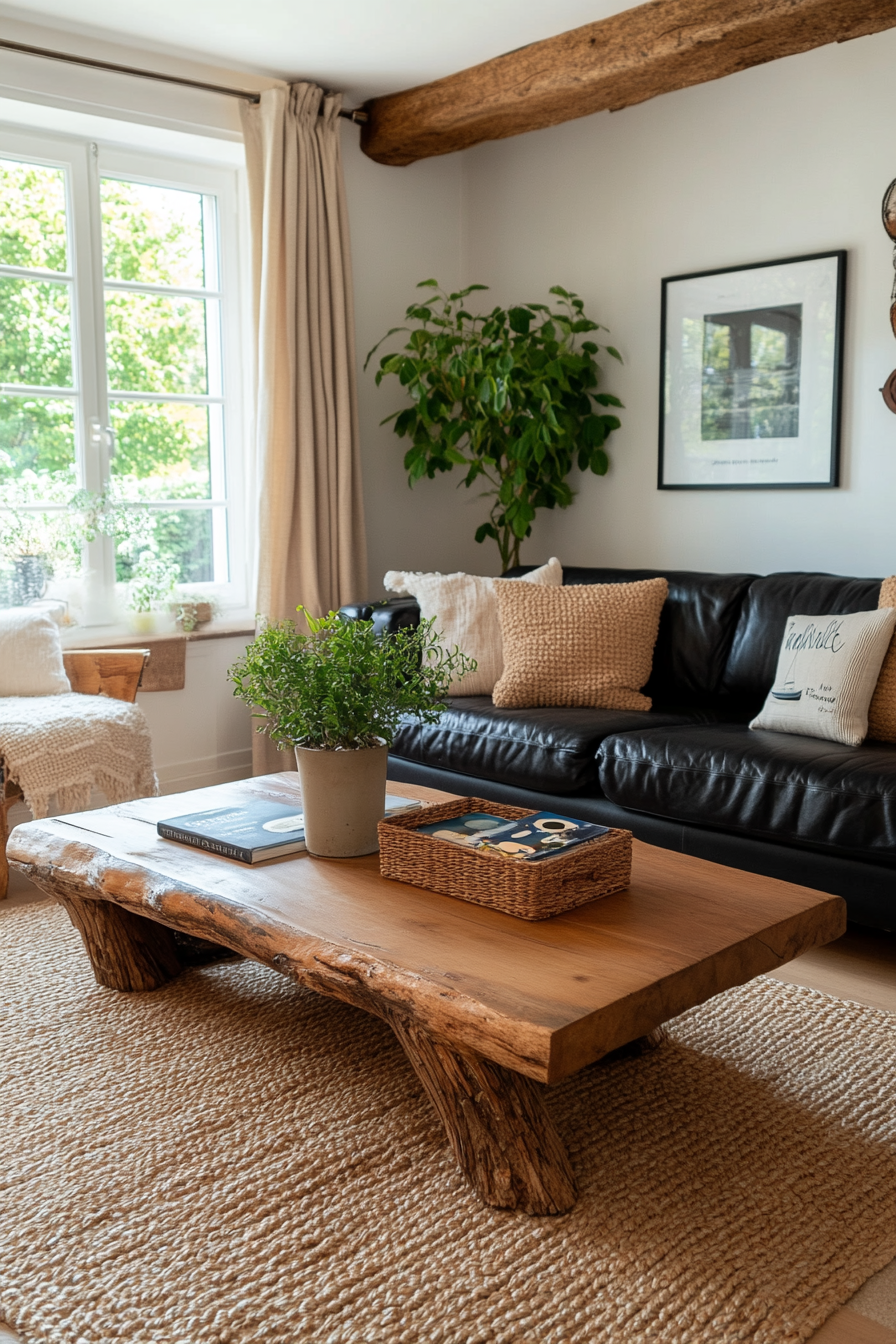 Cozy living room with earth-colored furniture