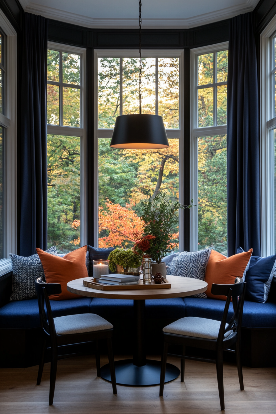 Breakfast nook with bay window