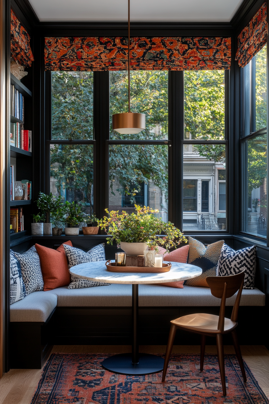 Breakfast nook with bay window