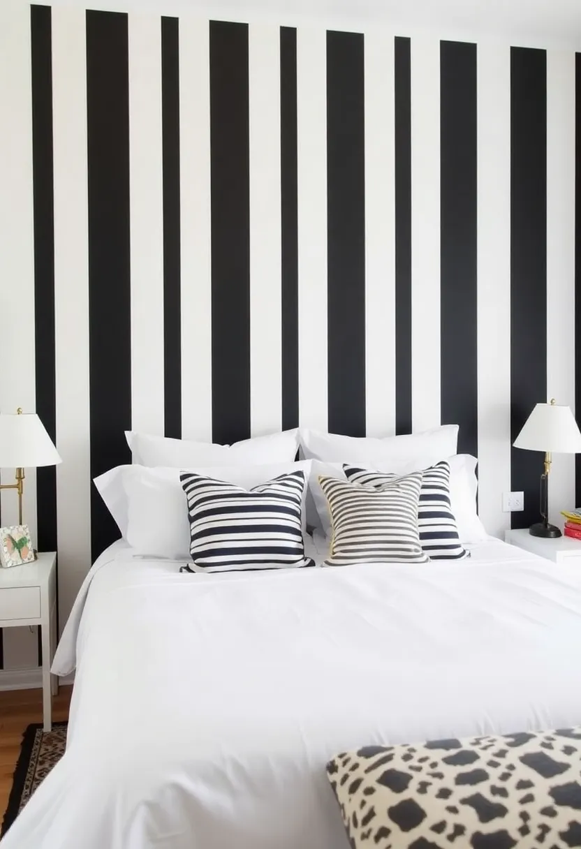 21 creative, eclectic black and white bedroom ideas that are simply unforgettable! - 17. Black and white stripes