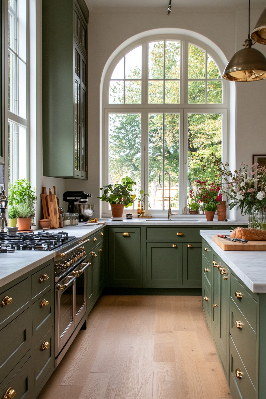 Light green cabinets