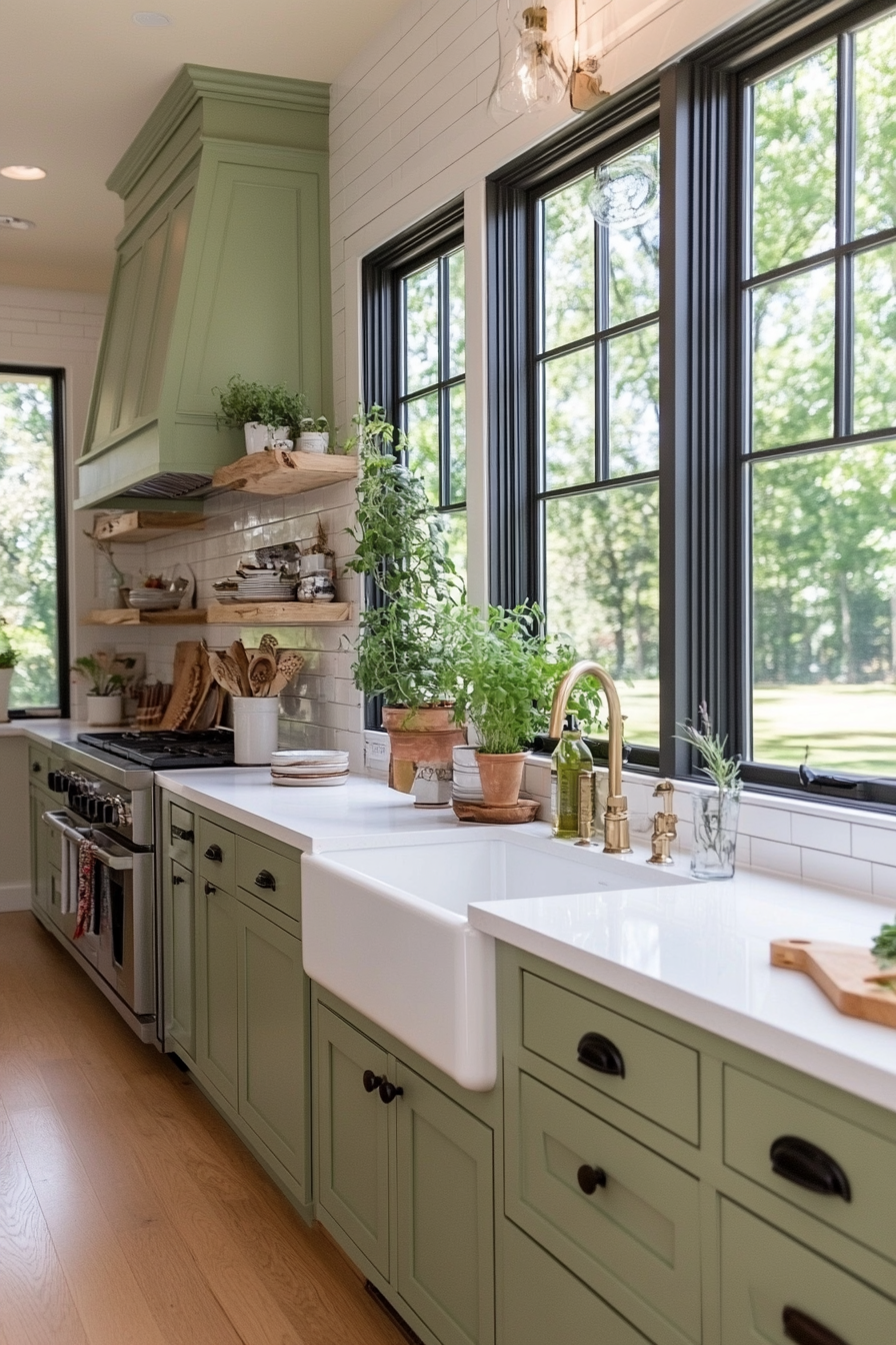 Light green cabinets