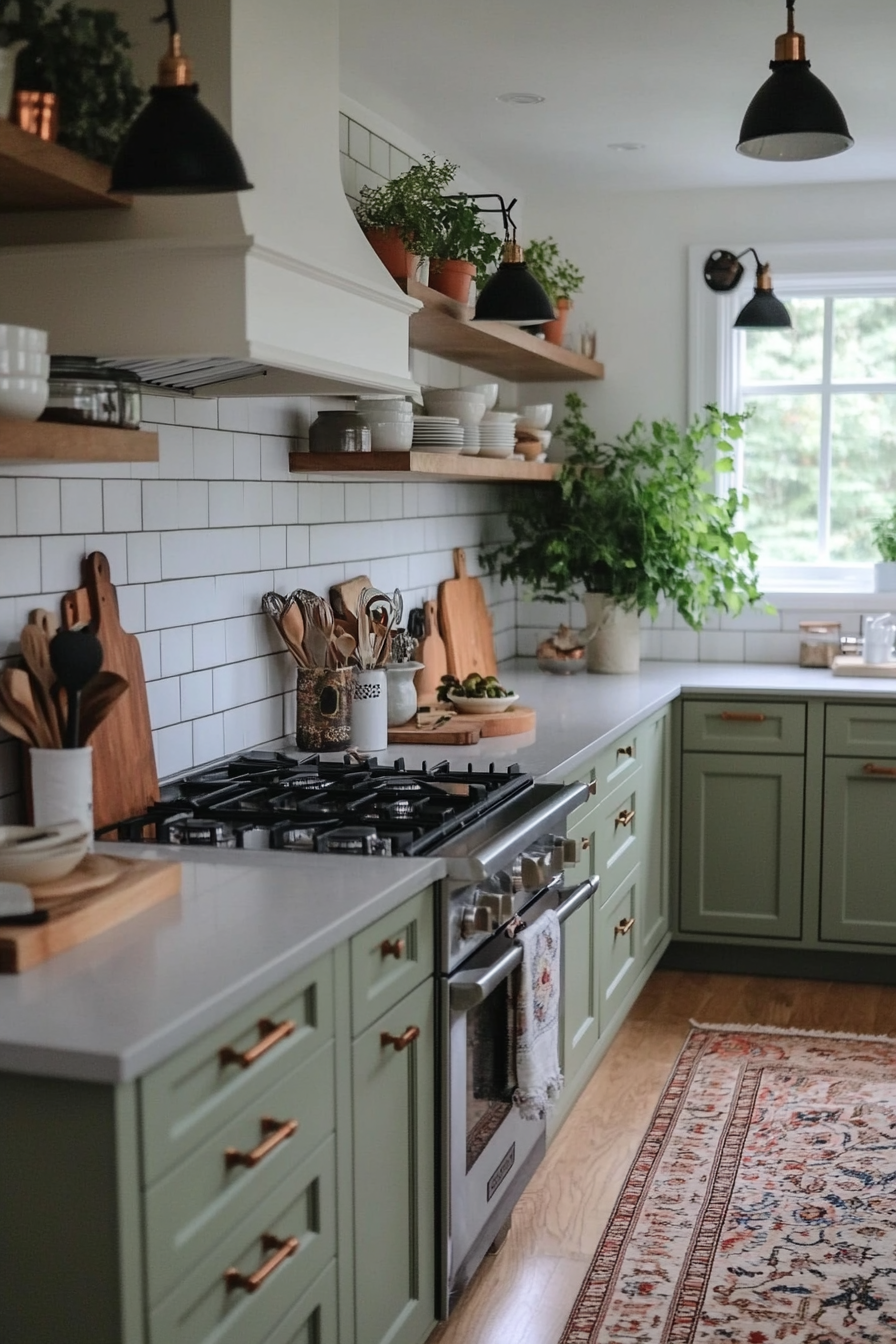 Sage green cabinets