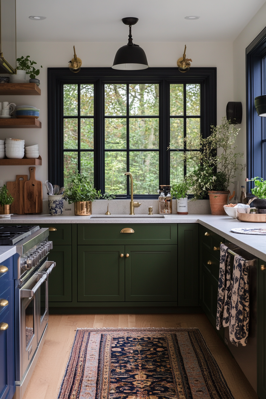 Green and blue cabinets