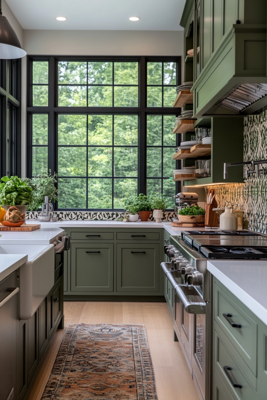 Gray and green cabinets