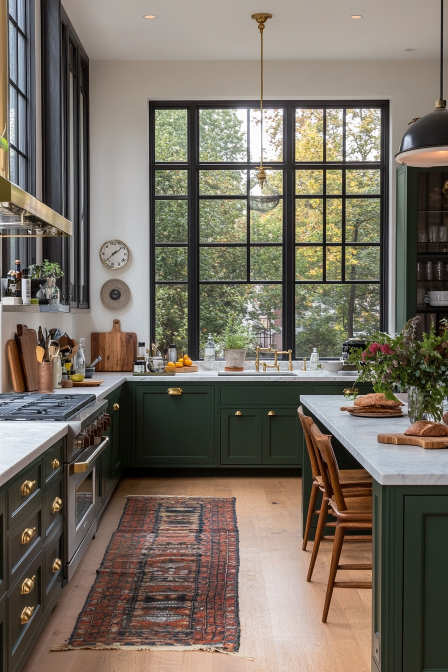 Green and blue cabinets