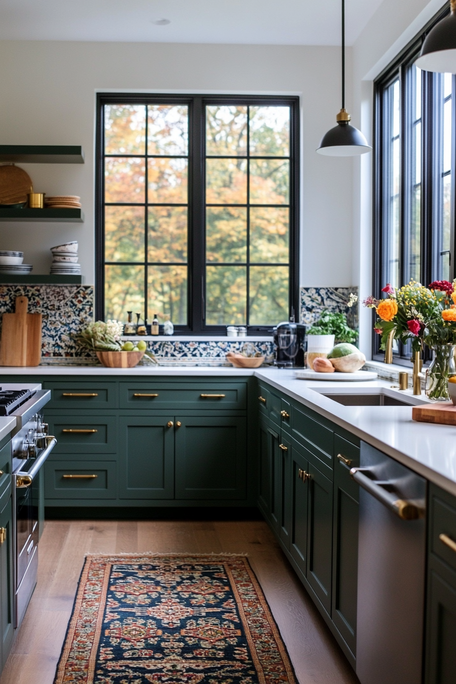 Green and blue cabinets