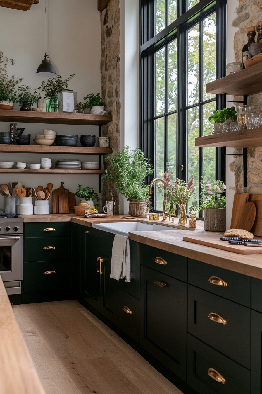 Gray and green cabinets