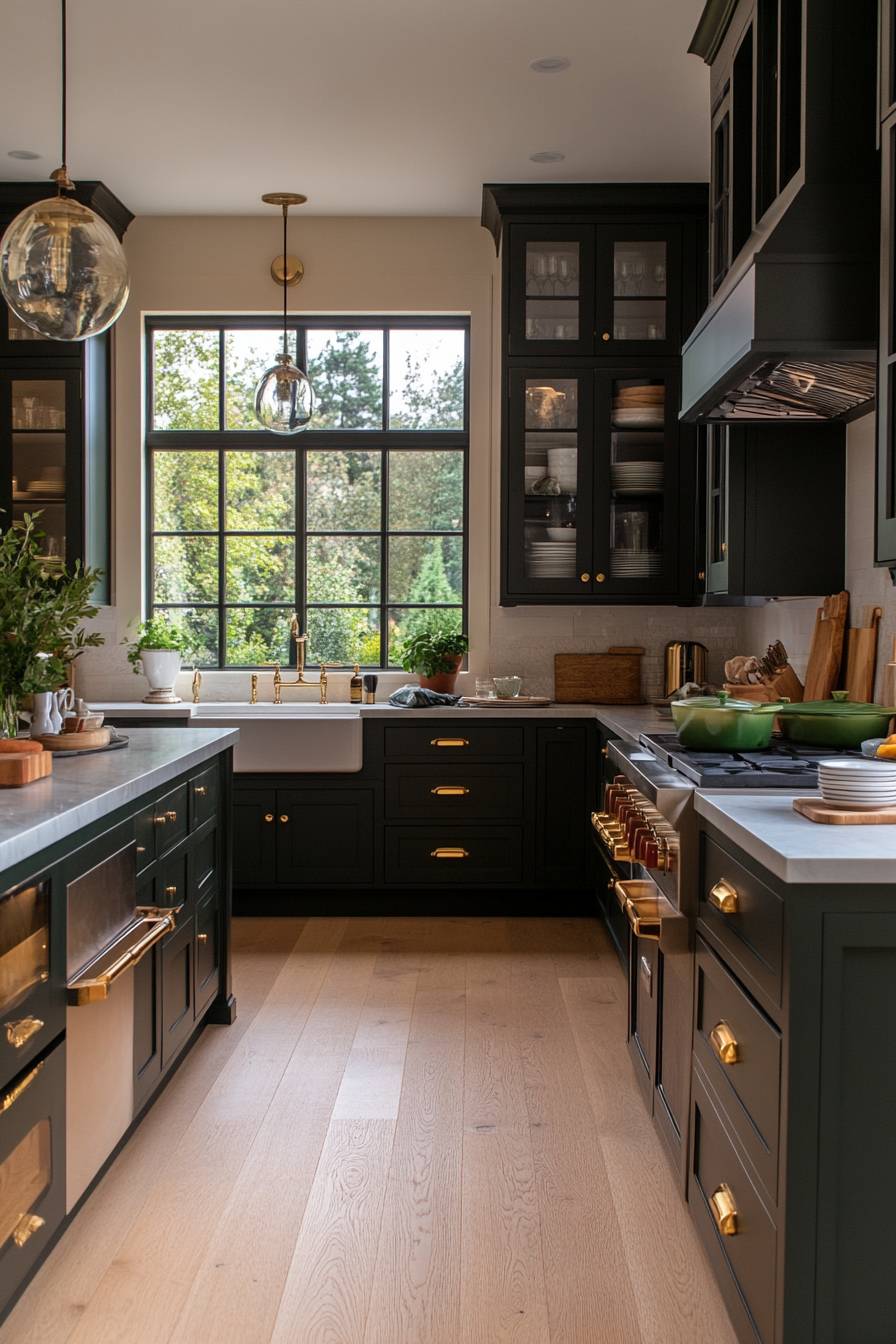 Two-tone green cabinets