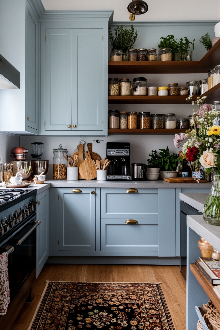 Well organized open shelves