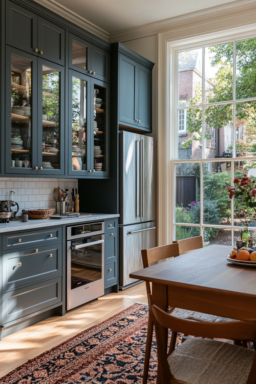 Glass cabinet doors in the kitchen