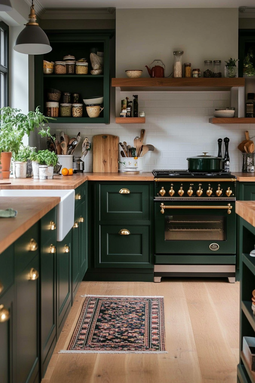 Bold color cabinets with neutral walls