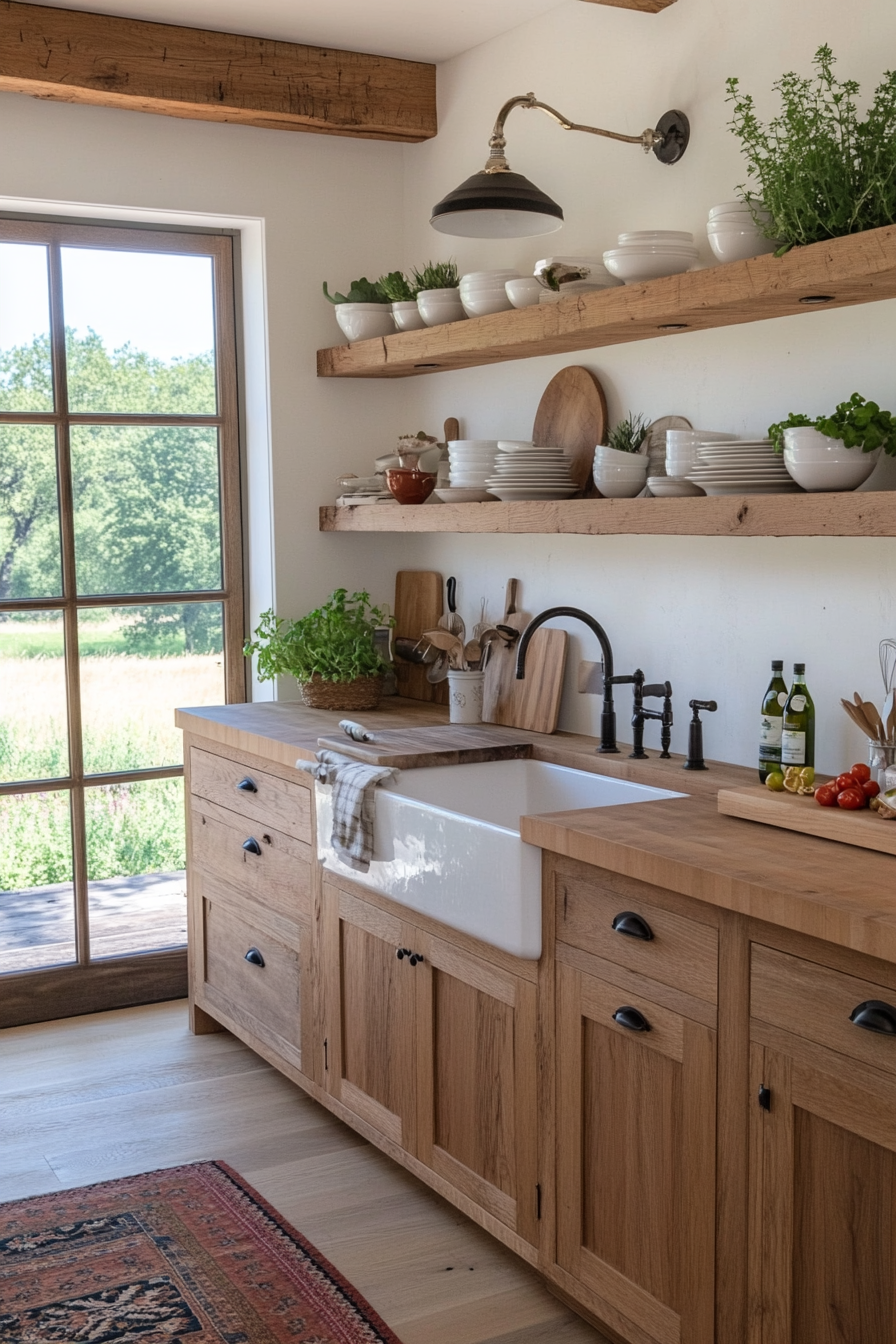 Rustic farmhouse cabinets made from reclaimed wood