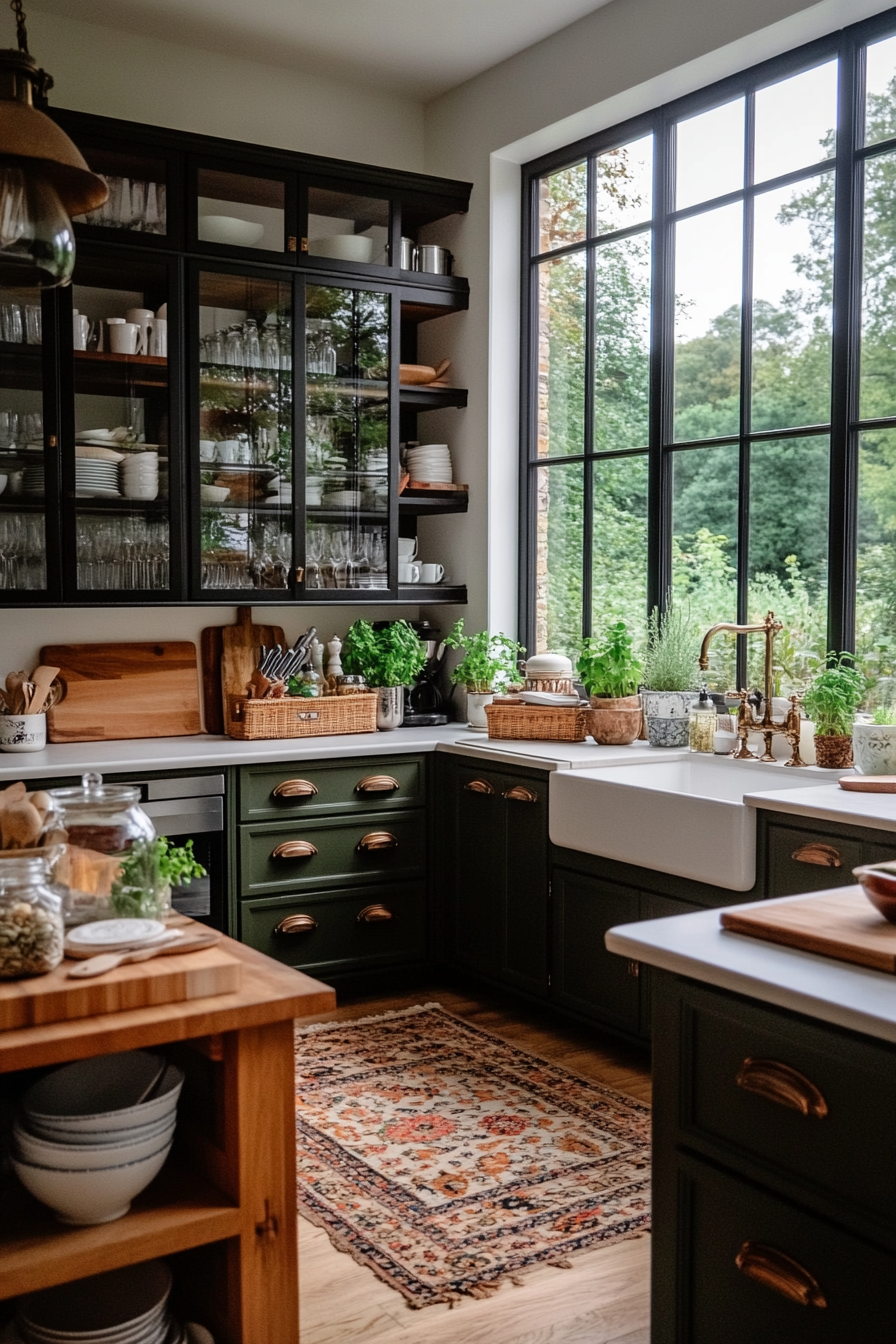 Display cabinets with glass fronts for presenting dishes