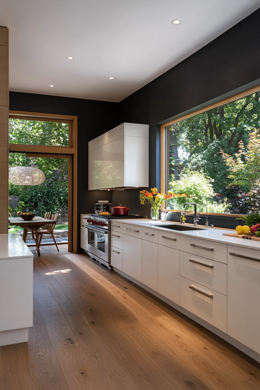 High gloss white kitchen cabinets