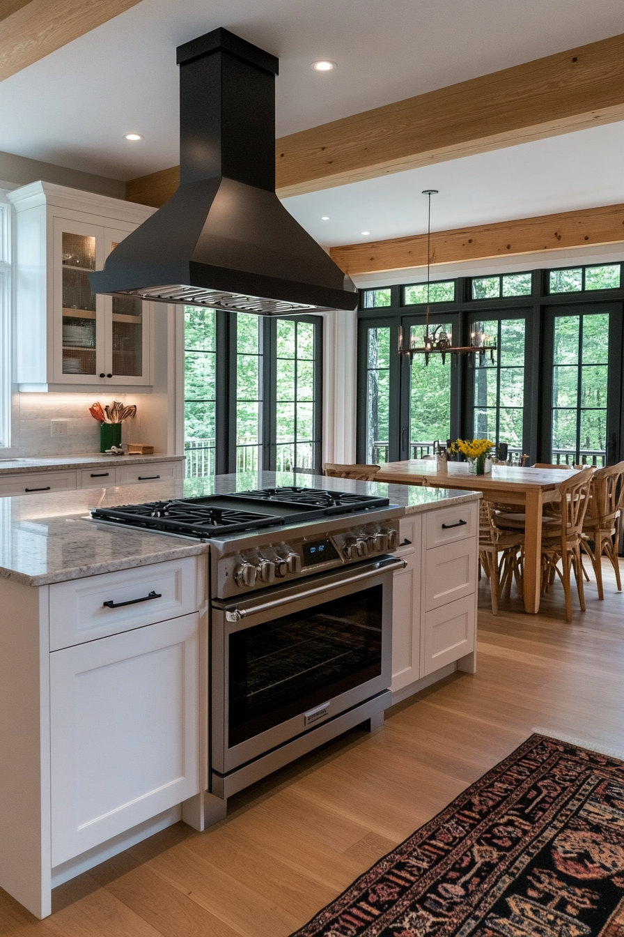 Kitchen island with built-in stove