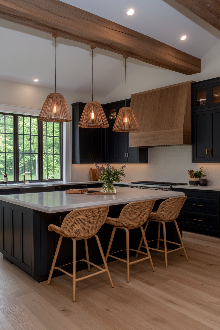 Spacious kitchen island with seating