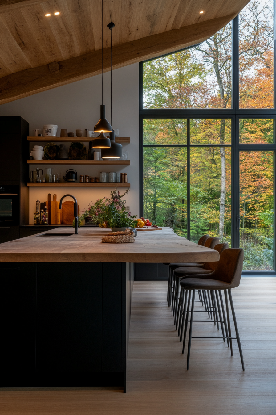 Elegant curved kitchen island